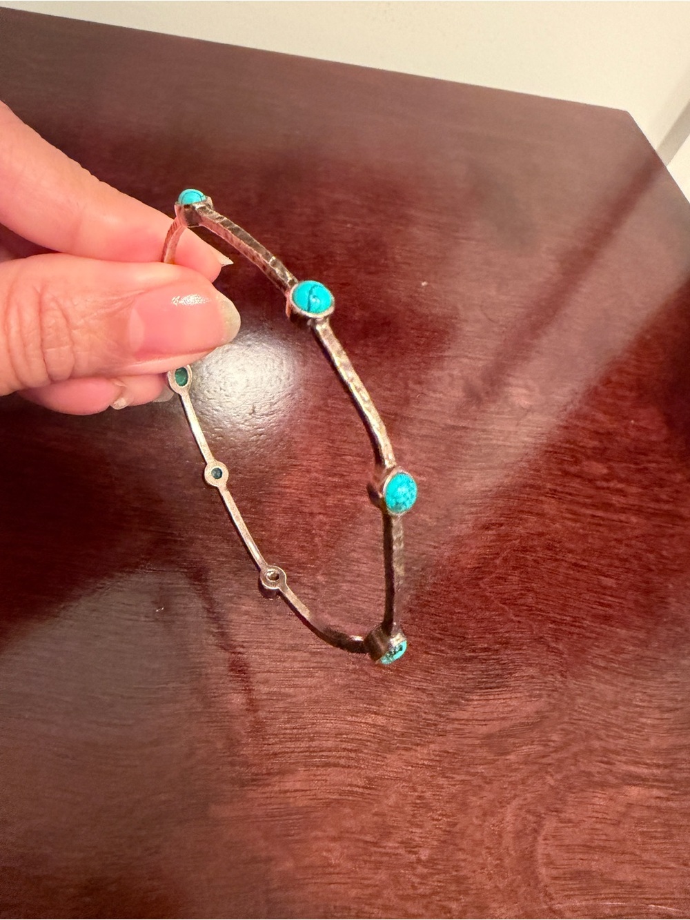STERLING SILVER/TESTED BRACELET, TURQUOISE, 2.5 diameter